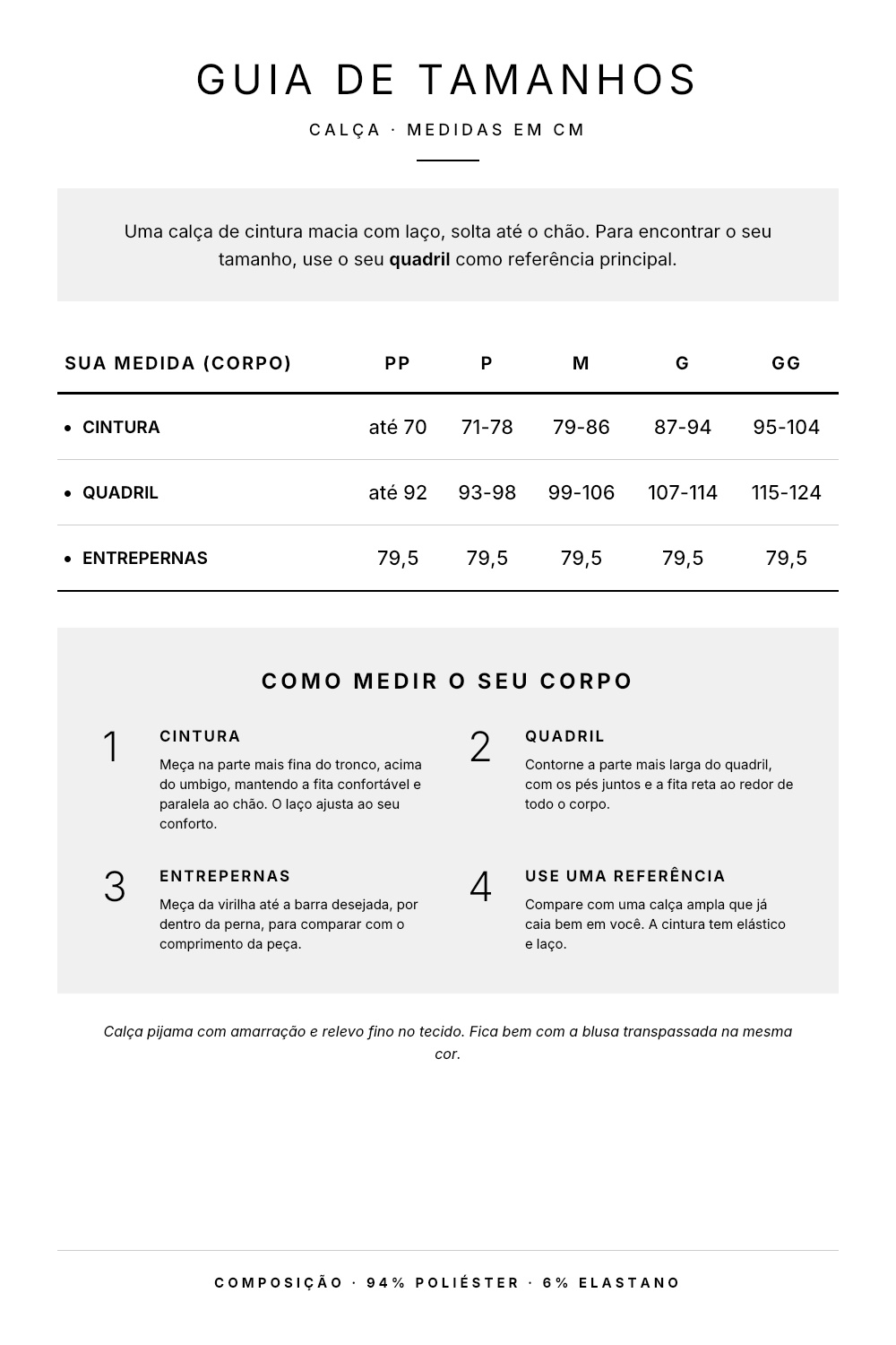 Guia de tamanhos cal&ccedil;a pijama com amarra&ccedil;&atilde;o CSAI261936.2